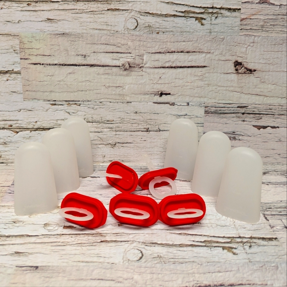Lot Of 5 Vintage Tupperware Red and White Ice Pop Popsicle Molds